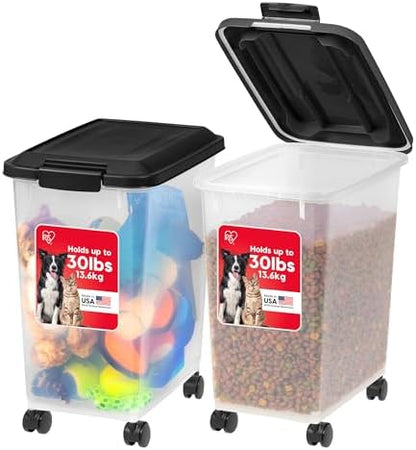 IRIS USA Dog Food Storage Container, 2-Pack, Up to 30 lbs, Black