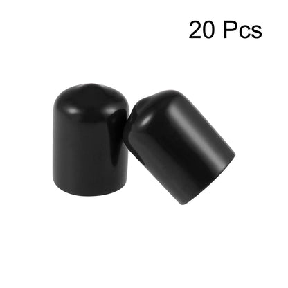 20pcs Rubber End Caps 13mm ID Vinyl Round Tube Bolt Cap Cover Thread Protectors Black (20 Count)