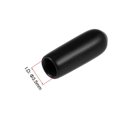 20pcs Rubber End Caps 3.5mm ID Vinyl Round Tube Bolt Cap Cover Thread Protectors Black (20 Count)