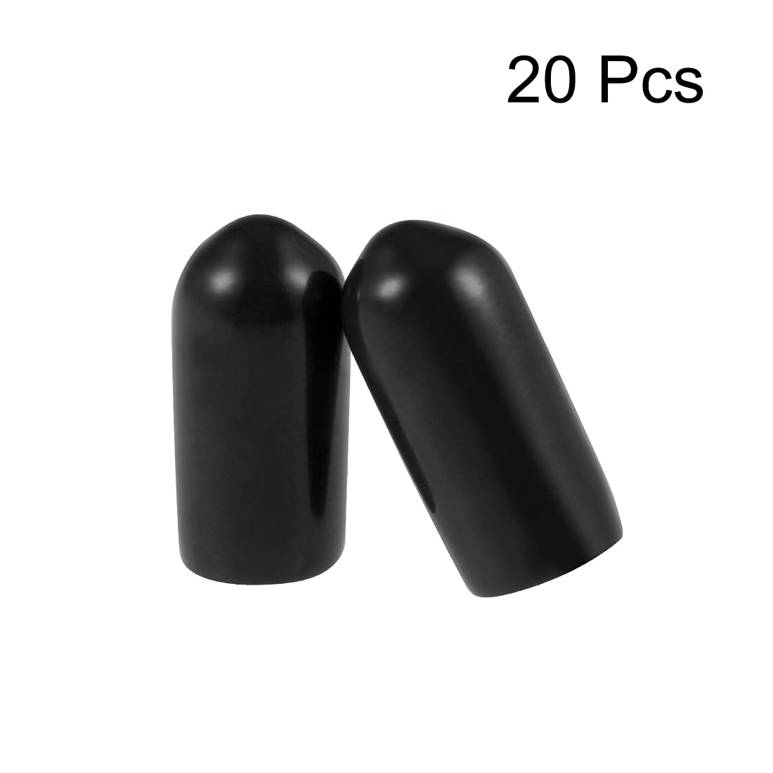 20pcs Rubber End Caps 5.5mm ID Vinyl Round Tube Bolt Cap Cover Thread Protectors Black (20 Count)