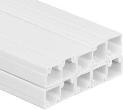 Cable Trunking Raceway Kit, 0.8 x 0.4 Inch Cord Cover, 32.8 Feet PVC Wire Hider, 10 Pieces Screwable Cable Management Channels for Wall, Floor and Ceiling, White