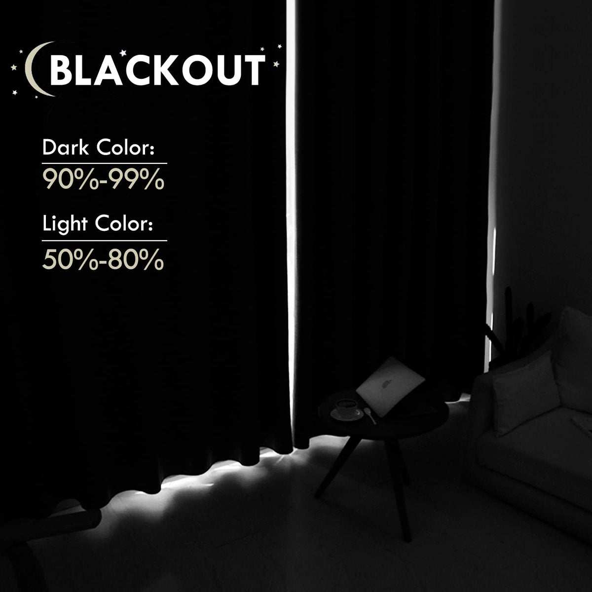 Blackout Curtains for Bedroom Living Room 42 x 72 Inch Long Grey (2 Count)