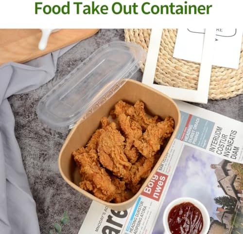 35 oz Paper Meal Prep Containers with Lids 50 Pack Hot and Cold Use