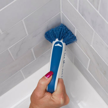 2-in-1 Grout and Corner Scrubber Brush Tool, Crevice Bathroom Cleaning Supplies for Showers, Door Tracks, Tile, and Bathtubs, Household 360-Degree Scrubbing Power