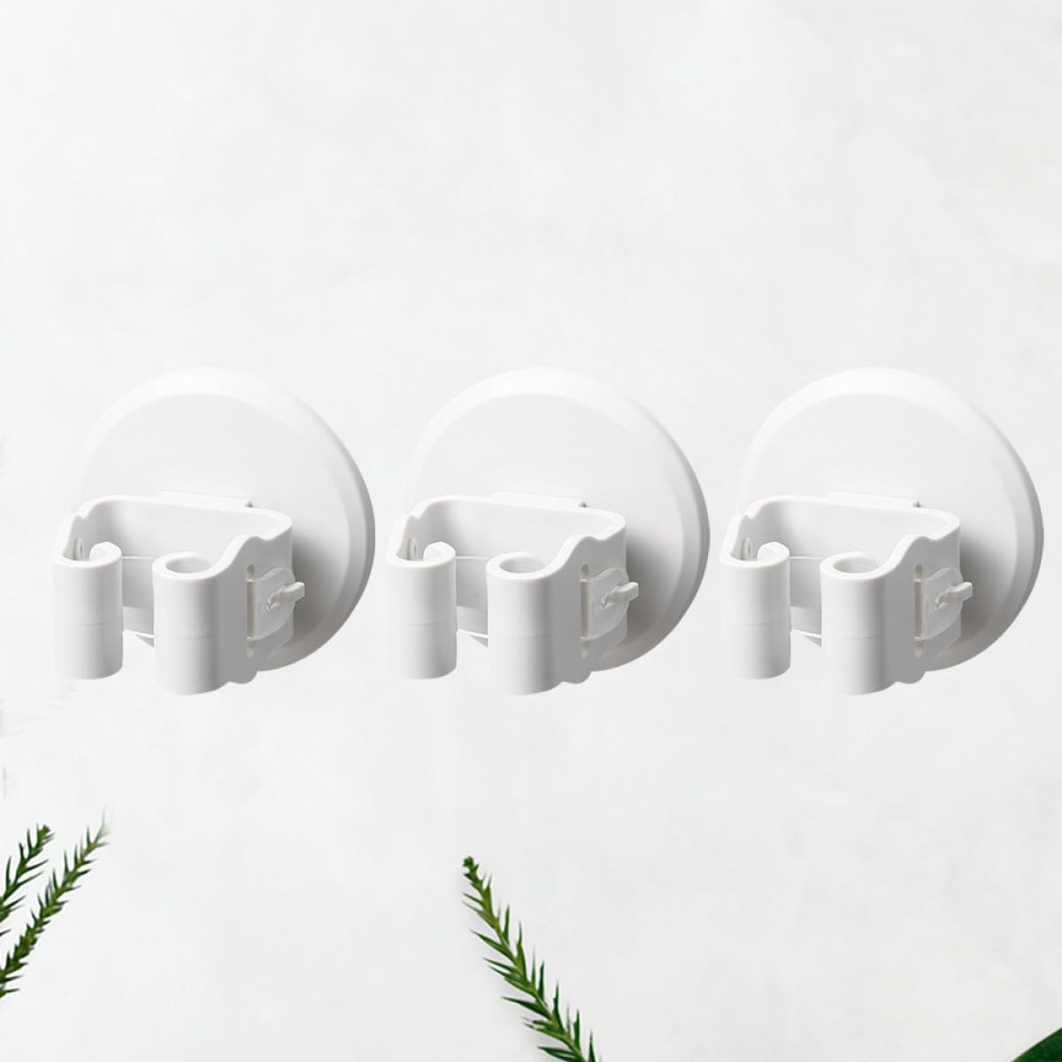3pcs White Suction Cup Mop Broom Holder Wall Mount