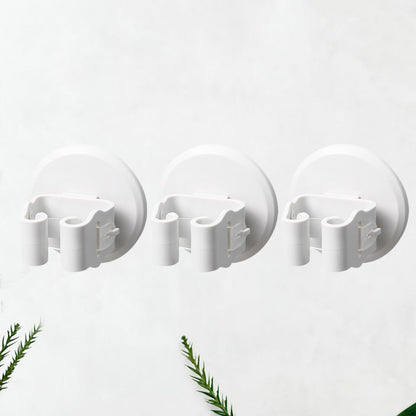 3pcs White Suction Cup Mop Broom Holder Wall Mount