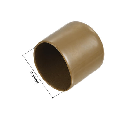 20pcs Rubber End Caps 34mm ID Vinyl PVC Round Tube Bolt Cap Cover Screw Thread Protectors Light Brown
