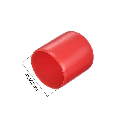 20pcs Rubber End Caps 25mm ID Vinyl Round Tube Bolt Cap Cover Thread Protectors Red