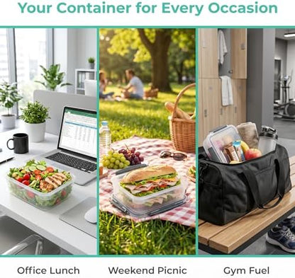 YORY 7cup Plastic Food Storage Containers With Lids For Leftover,5pk