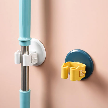 Mop Broom Holder Wall Mount 3pcs White Suction Cup Clamps Anti