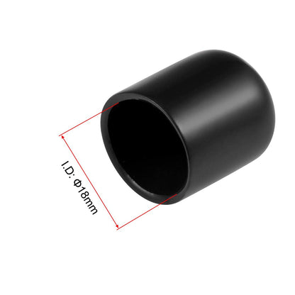 20pcs Rubber End Caps 18mm ID Vinyl Round Tube Bolt Cap Cover Thread Protectors Black (20 Count)