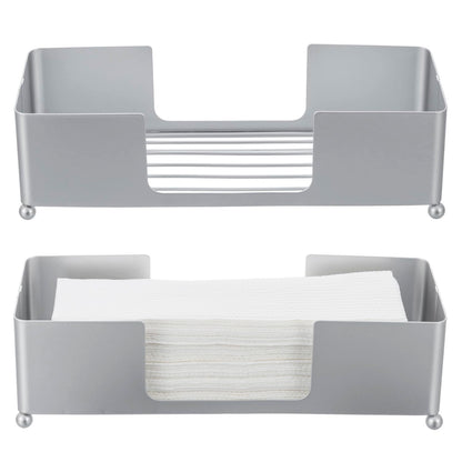Modern Silver Tone Metal Countertop Folded Paper Towel Holders (2 Count)