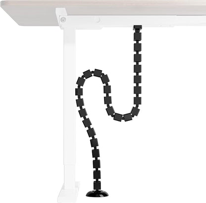 PEGZONE Under Desk Cable Management Spine – Flexible Cable Snake Organizer for Standing Desk, Tool-Free Magnetic Vertebrae Wire Management for 0.4"-2" Table, Black