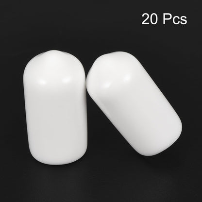 20pcs Rubber End Caps 7.5mm ID Vinyl Round End Cap Cover Screw Thread Protectors White