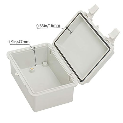 Zulkit IP65 Waterproof ABS Plastic Electrical Box - Hinged Shell, 2 Cable Glands, 5.9 x 3.9 x 2.8 inch