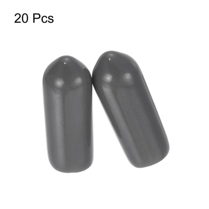 20pcs Rubber End Caps 4mm ID Vinyl PVC Round Tube Bolt Cap Cover Screw Thread Protectors Dark Grey