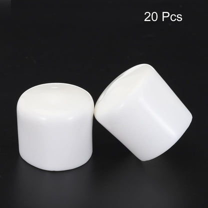 20pcs Rubber End Caps 29mm ID Vinyl Round Tube Bolt Cap Cover Screw Thread Protectors White