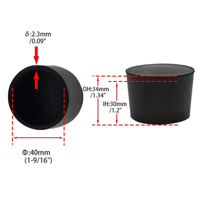 4 Pieces 40mm Rubber Chair Leg Caps Round (4 Count)