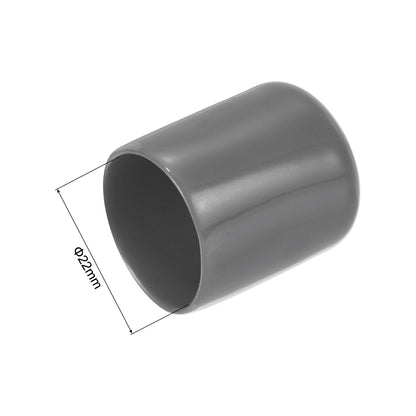 20pcs Rubber End Caps 22mm ID Vinyl PVC Round Tube Bolt Cap Cover Screw Thread Protectors Dark Grey