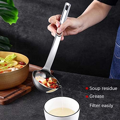 Stainless Steel Oil Separator Soup Ladle Gravy Food Fat Separator Skimmer Spoon Grease Strainer Separater Hot Pot Oil Filter Spoon For Home Kitchen And Cooking,Soup Colander 12 Inch
