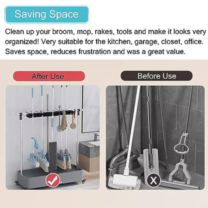 Heavy Duty Corner Mop Broom Holder Rack