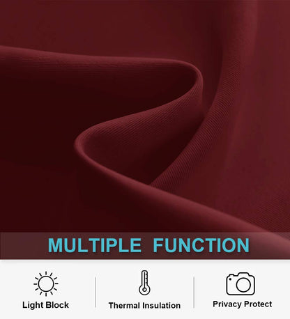 Short Burgundy Red Blackout Curtains for Small Bedroom Window Cafe