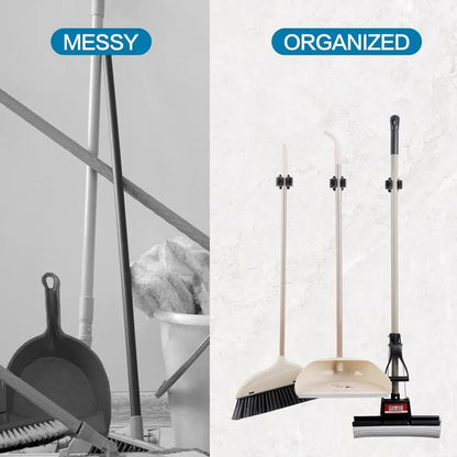 4Pcs peel and stick mop and broom holder wall mount Stainless Steel Heavy Duty Mop Holder Broom Hanger Wall with Screws (4 Count)