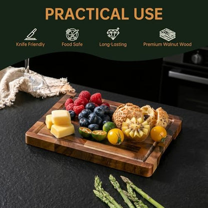 THETCHRY Walnut Cutting Board, Small Wooden Cutting Board Meal Prep Serving