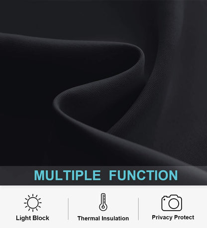 Short Black Blackout Curtains for Small Bedroom Kitchen Window