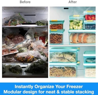 LocknLock Freezer Fit Plastic Freezer Containers | Stackable Food Storage for Meal Prep | Microwave & Dishwasher Safe | BPA Free Freezer Container with Lid, 2.2L