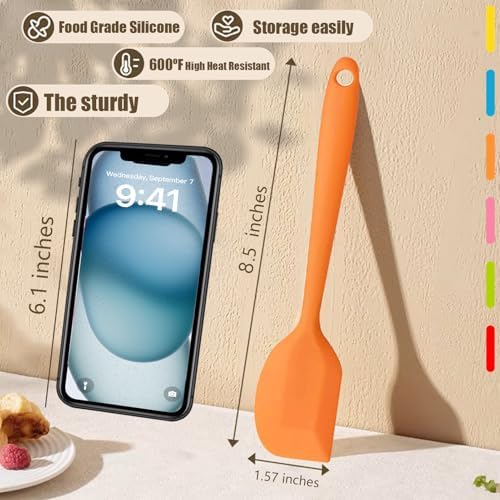 8 Pieces Silicone Spatulas,8.5 inch Non-stick with Stainless Steel Core,Heat Resistant-500℉, Food Grade Dishwasher Safe, for Mixing,Cooking,Baking (Mixed color)