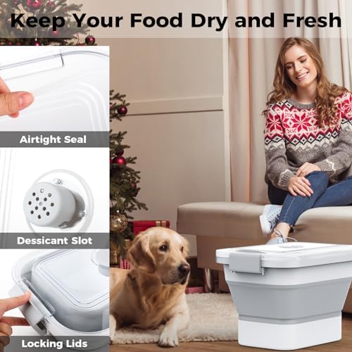 10-13Lbs Airtight Dog Food Storage Container,Collapsible Dog Food Container