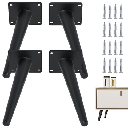 4PCS 7 Inch Matte Black Tapered Angled Legs for Furniture