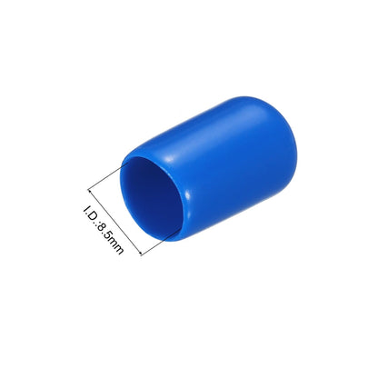 20pcs Rubber End Caps 8.5mm ID Vinyl PVC Round Tube Bolt Cap Cover Screw Thread Protectors Blue