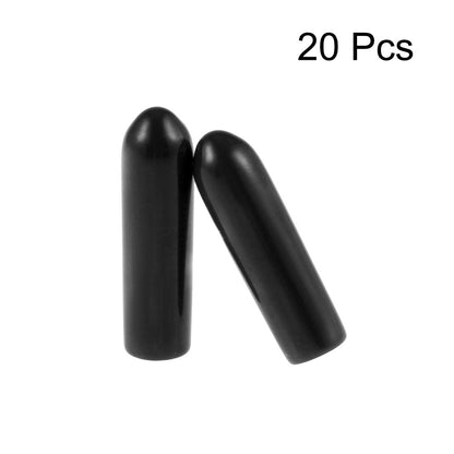 20pcs Rubber End Caps 2.5mm ID Vinyl Round Tube Bolt Cap Cover Thread Protectors Black (20 Count)