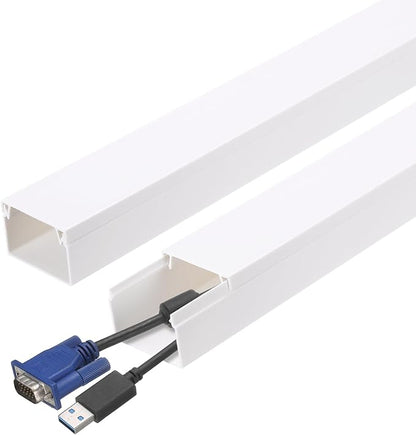 HARFINGTON 5pcs Cord Hider Wall 15inx1.18inx0.8in (LxWxH) PVC Cable Cover Self Adhesive Wire Hider Wall Mounted TV Cable Raceway for Cables Management (75in Total Length),White