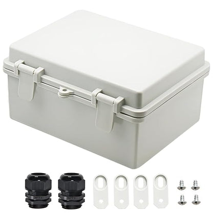 Zulkit Junction Box ABS Plastic Dustproof Waterproof IP65 Electrical Boxes Hinged Shell Outdoor Universal Project Enclosure 8.7 x 6.7 x 4.3 inch (220x170x110 mm)