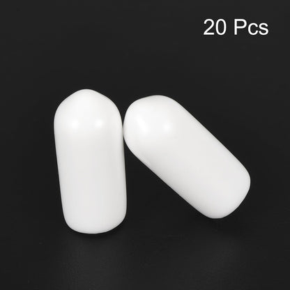 20pcs Rubber End Caps 6mm ID Vinyl Round End Cap Cover Screw Thread Protectors White
