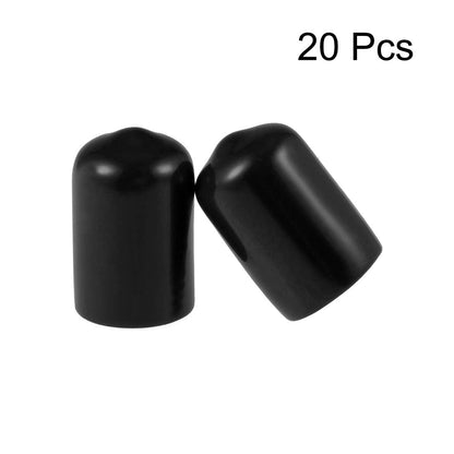 20pcs Rubber End Caps 11mm ID Vinyl Round Tube Bolt Cap Cover Thread Protectors Black (20 Count)