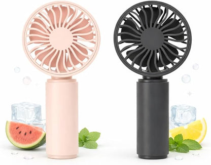 VanSmaGo 2 Pack Mini Handheld Fan, USB Rechargeable Portable Personal Fan with 3 Speeds, Detachable Cover, Small Lightweight Pocket-Size Fan for Kids, Family, Travel, School, Makeup