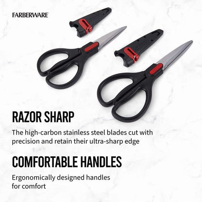Farberware EdgeKeeper Kitchen Shears Set, 2-Piece, Self-Sharpening