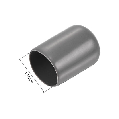 20pcs Rubber End Caps 17mm ID Vinyl PVC Round Tube Bolt Cap Cover Screw Thread Protectors Dark Grey
