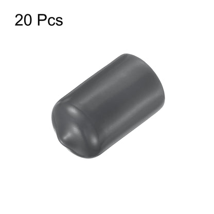 20pcs Rubber End Caps 13.5mm ID Vinyl Round Tube Bolt Cap Cover Thread Protectors Dark Grey