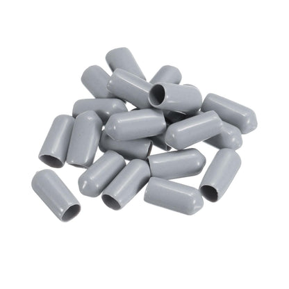 20pcs Rubber End Caps 7mm ID Vinyl PVC Round Tube Bolt Cap Cover Screw Thread Protectors Grey