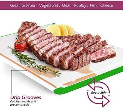 Large Plastic Cutting Board for Kitchen, 18-Inch Reversible Chopping Board