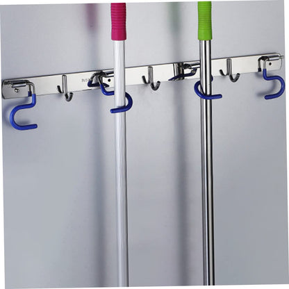 304 Stainless Steel Wall Mounted Mop Holder Heavy Duty Broom Gripper for Kitchen and Garden Adjustable Mop Hanger Easy Installation Space