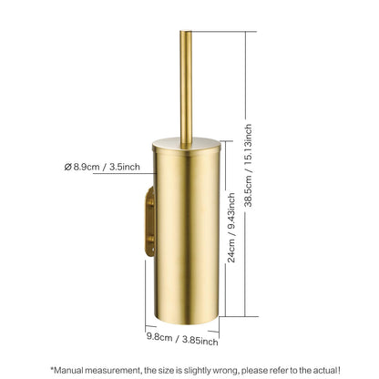 Brushed Gold Stainless Steel Wall Mounted Toilet Brush and Cover