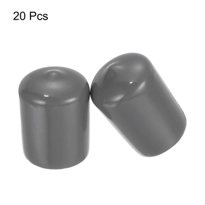20pcs Rubber End Caps 20mm ID Vinyl PVC Round Tube Bolt Cap Cover Screw Thread Protectors Dark Grey