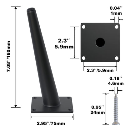 4PCS 7 Inch Matte Black Tapered Angled Legs for Furniture