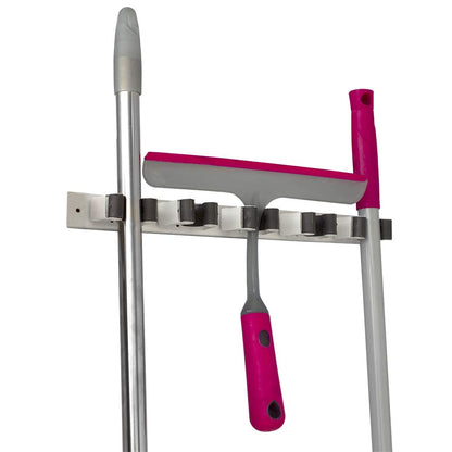Mop and Broom Holder Wall Mounted Storage Organizer by Home Basics